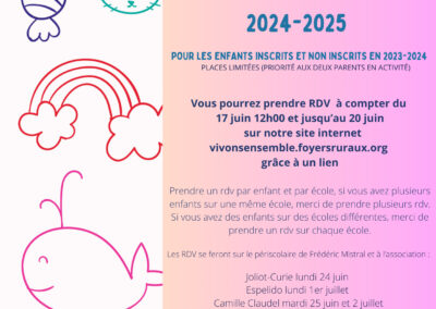 PRE-INSCRIPTIONS PERISCOLAIRE 2024-2025